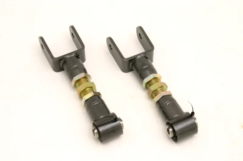 BMR Suspension UTCA015H, 79-04 Fox Mustang Upper Control Arms On-Car Adj. w/ Spherical Bearings - Black Hammertone