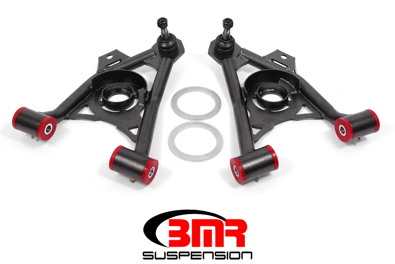 BMR Suspension AA043H, 94-04 Mustang Lower Non-Adj. A-Arms (Poly) w/ Tall Ball Joint / Spring Pocket - Black Hammertone