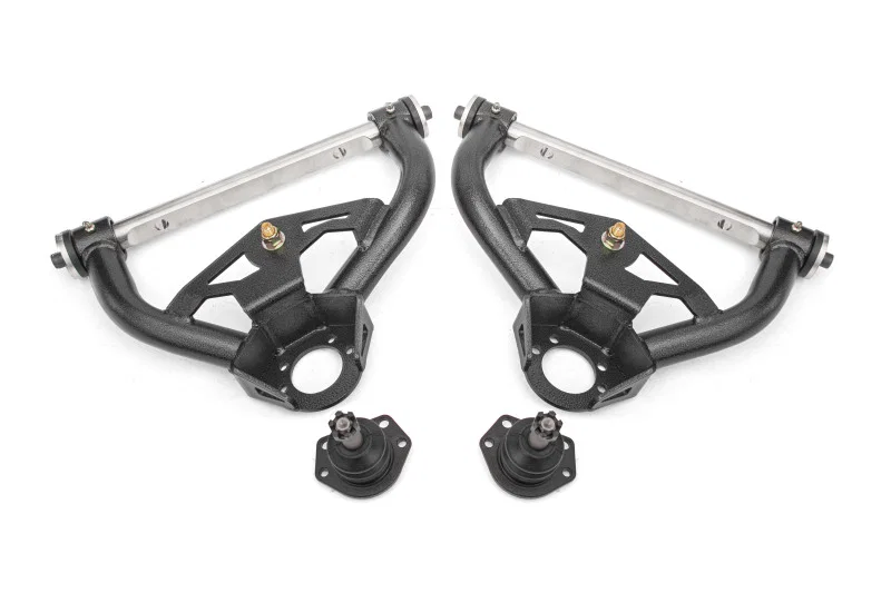 BMR Suspension AAU461H, 78-87 GM G-Body Non-Adjustable Upper A-Arms Delrin Std Ball Joint - Black Hammertone