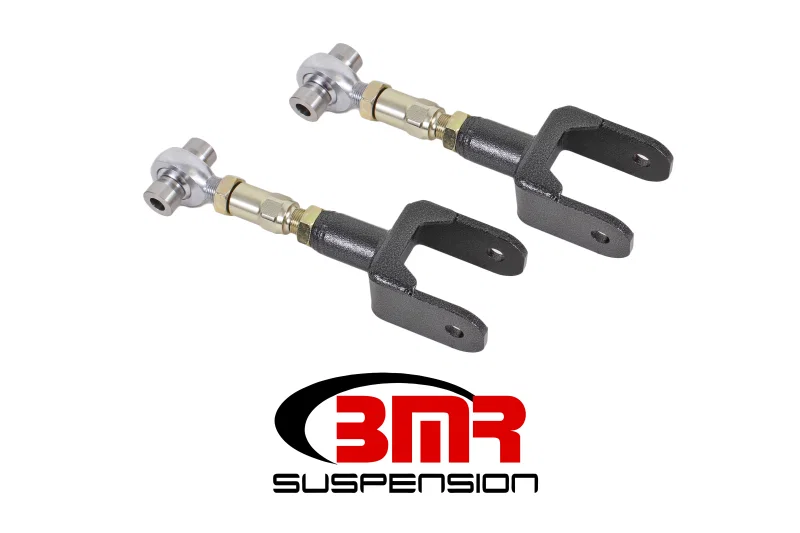 BMR Suspension UTCA041H, 79-04 Fox Mustang Upper Control Arms On-Car Adj. Rod Ends - Black Hammertone