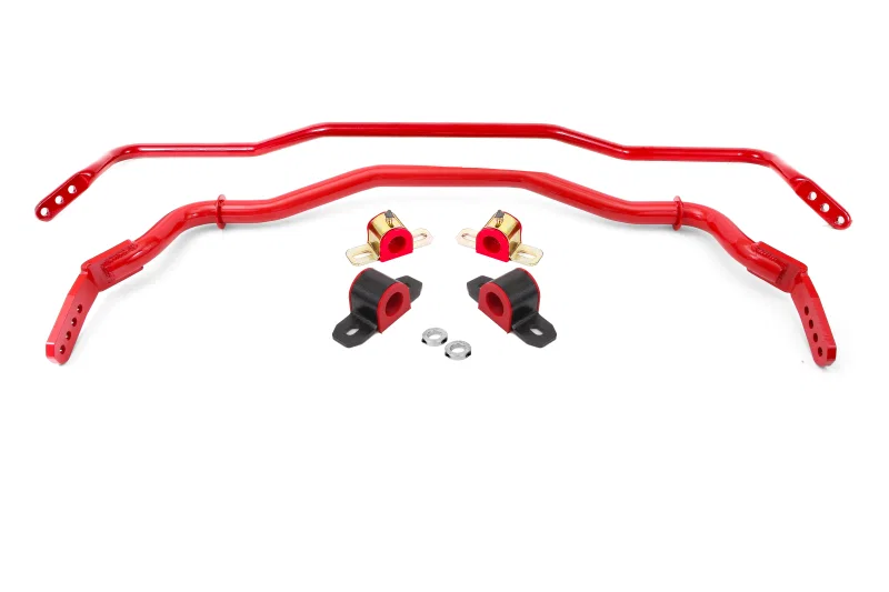 BMR Suspension SB763R, 15-22 S550 Mustang Sway Bar Kit with Bushings Front and Rear Red