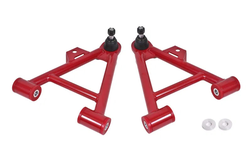 BMR Suspension AA035R, 79-93 Fox Mustang Lower Non-Adj. A-Arms (Coilover Only) w/ STD. Ball Joint (Poly) - Red