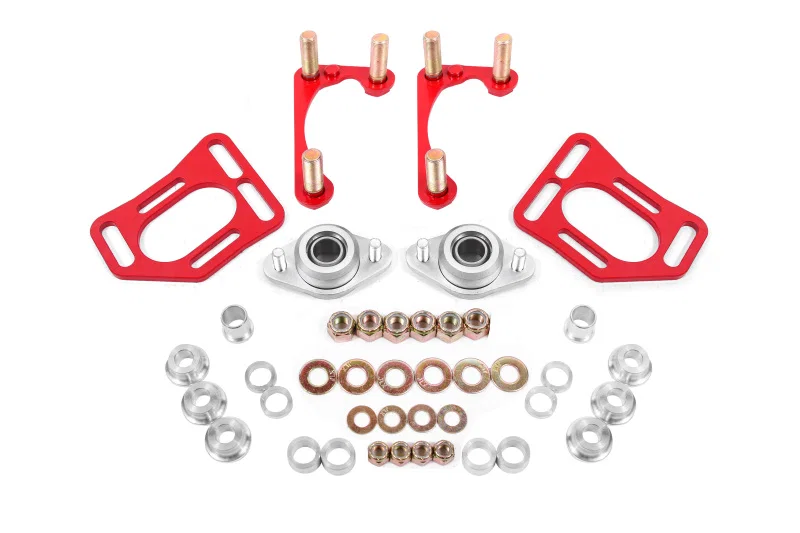 BMR Suspension WAK731R, 90-93 Fox Mustang Caster Camber Plates - Red