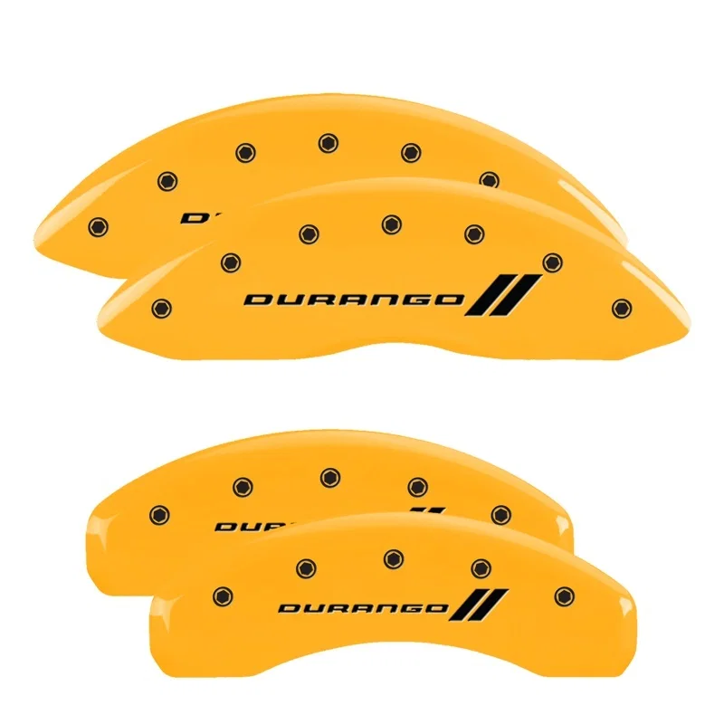 MGP 12134SDGOYL, 4 Caliper Covers Engraved F & R w/ Stripes/Durango Yellow Finish Black Char 2006 Dodge Durango