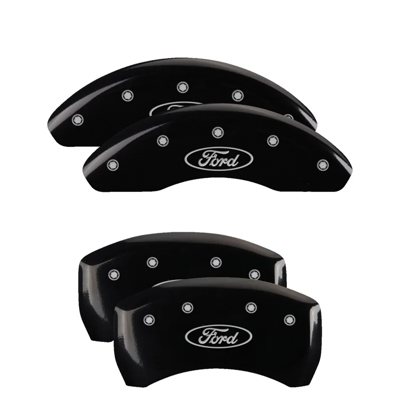 MGP 10260SFRDBK, 4 Caliper Covers Front and Rear 22-24 Ford Maverick Powder Coat Finish - Blk w/ Silv. Ford Logo