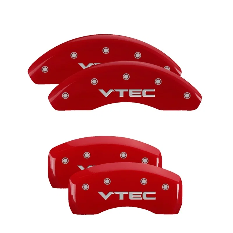 MGP 20218SVTCRD, 4 Caliper Covers Engraved Front & Rear Vtech Red finish silver ch for Honda Civic