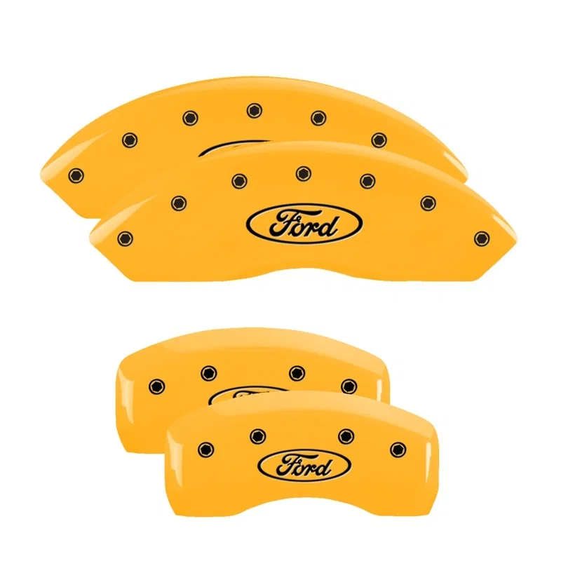 MGP 10040SFRDYL, 4 Caliper Covers Engraved F & R Oval Logo/Ford Yellow Finish Black Char 2002 Ford Explorer Sport