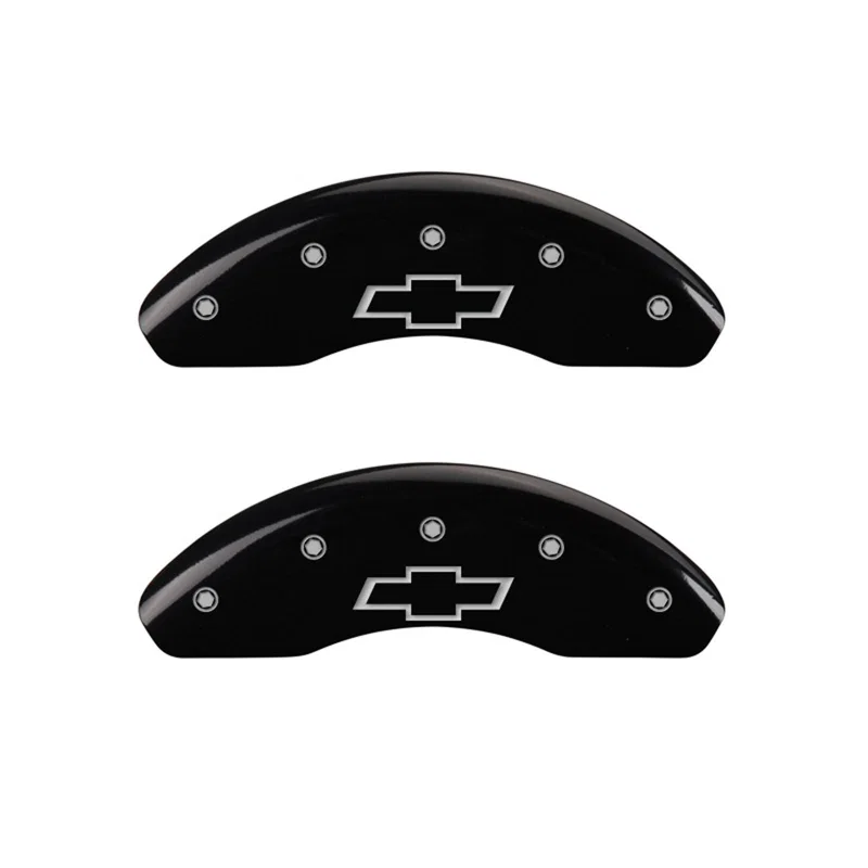 MGP 14208FBOWBK, Front set 2 Caliper Covers Engraved Front Bowtie Black finish silver ch for Chevrolet Cruze