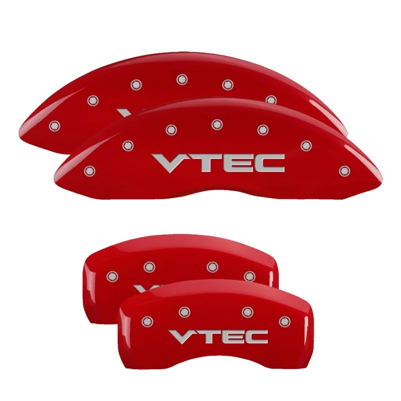 MGP 39011SVTCRD, 4 Caliper Covers Engraved Front & Rear Vtech Red finish silver ch for Acura