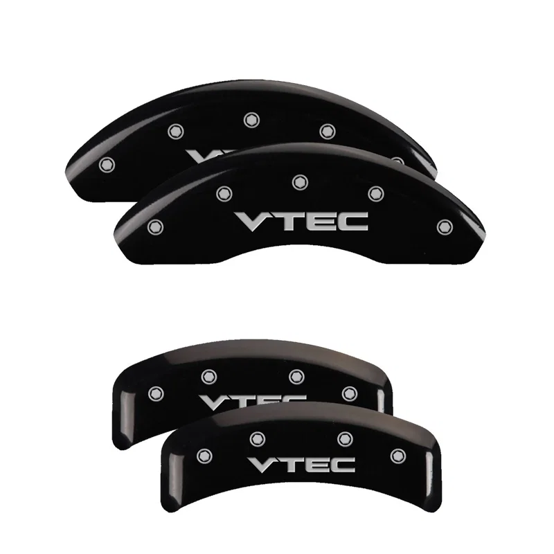 MGP 20076SVTCBK, 4 Caliper Covers Engraved Front & Rear Vtech Black finish silver ch for Honda Element