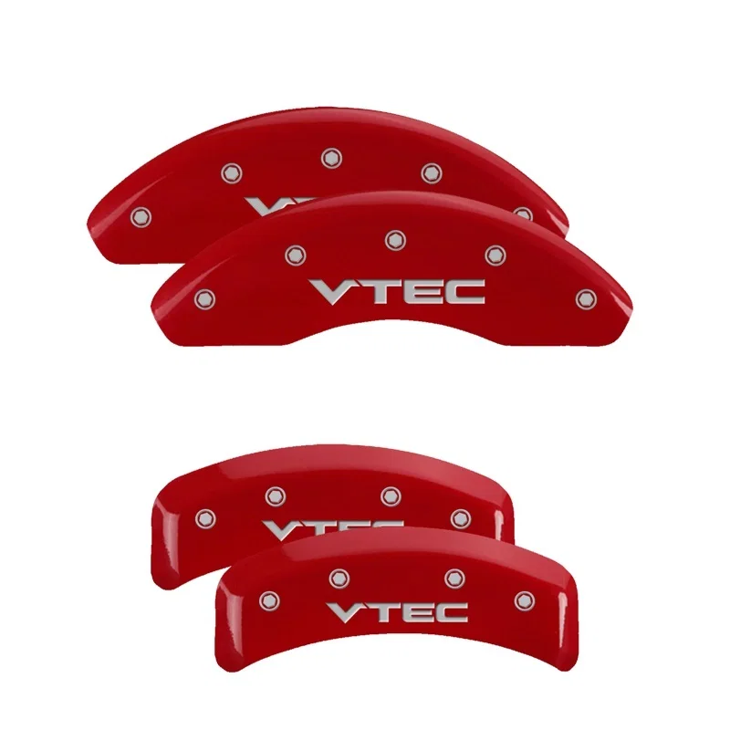 MGP 39002SVTCRD, 4 Caliper Covers Engraved Front & Rear Vtech Red finish silver ch for Acura