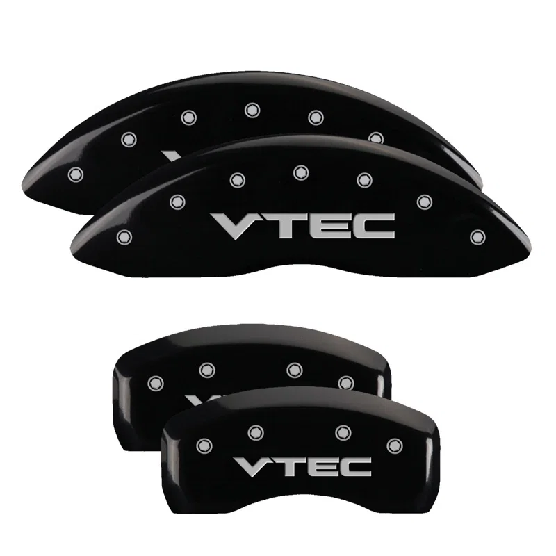 MGP 20139SVTCBK, 4 Caliper Covers Engraved Front & Rear Vtech Black finish silver ch for Honda Ridgeline