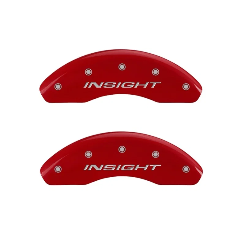 MGP 20003FINSRD, Front set 2 Caliper Covers Engraved Front Insight Red finish silver ch
