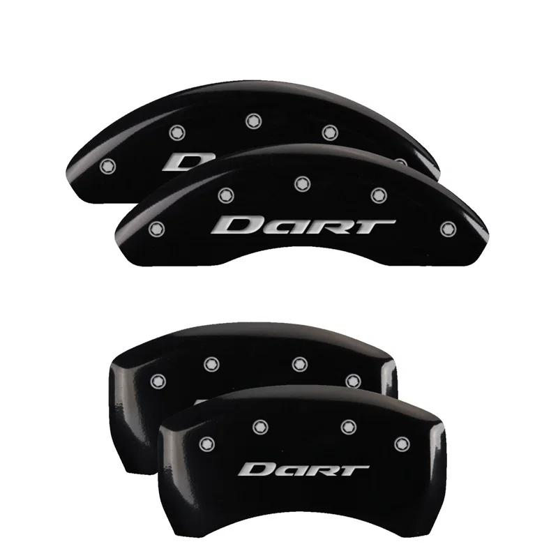 MGP 12199SDR1BK, 4 Caliper Covers Engraved Front & Rear With out stripes/Dart Black finish silver ch