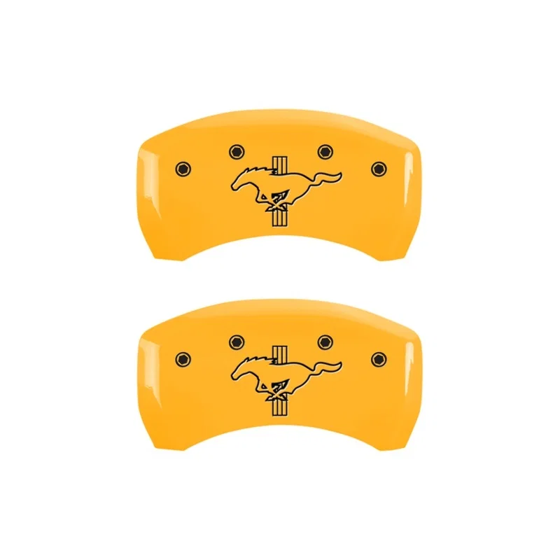MGP 10010RMB2YL, Rear set 2 Caliper Covers Engraved Rear 2015/Bar & Pony Yellow finish black ch for Ford Mustang