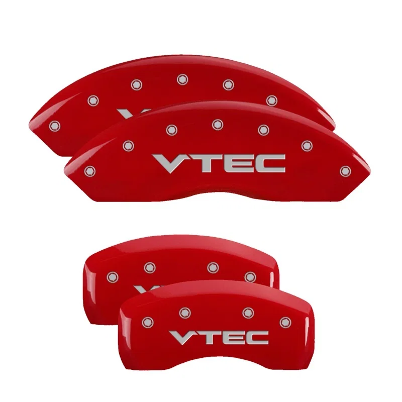 MGP 20216SVTCRD, 4 Caliper Covers Engraved Front & Rear Vtech Red finish silver ch for Honda Pilot