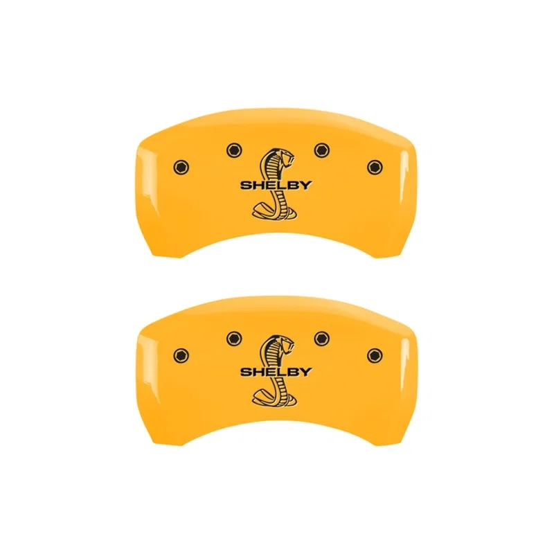 MGP 10203RSBYYL, Rear set 2 Caliper Covers Engraved Rear Tiffany Snake Yellow finish black ch for Ford Mustang