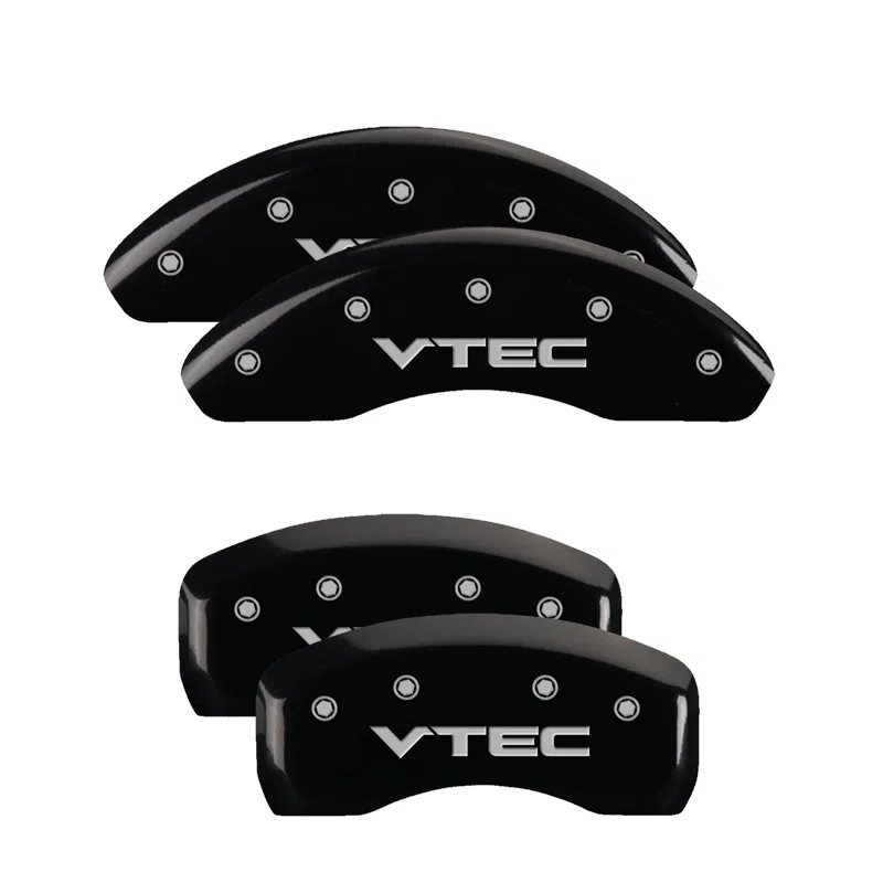 MGP 20218SVTCBK, 4 Caliper Covers Engraved Front & Rear Vtech Black finish silver ch for Honda Civic