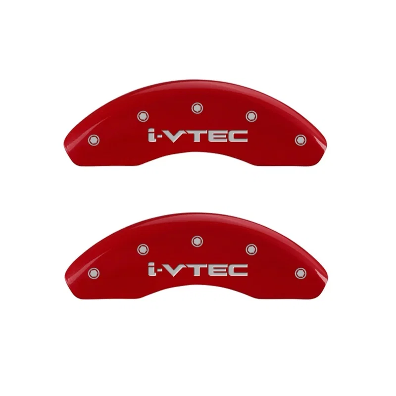 MGP 20208FIVTRD, Front set 2 Caliper Covers Engraved Front i-Vtec Red finish silver ch for Honda Fit