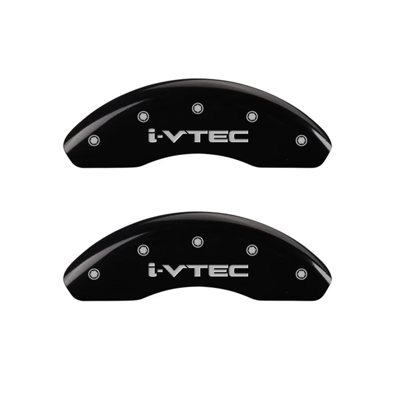 MGP 20143FIVTBK, Front set 2 Caliper Covers Engraved Front i-Vtec Black finish silver ch for Honda Civic