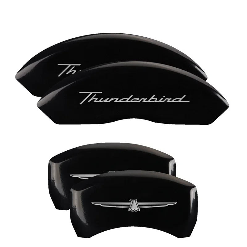 MGP 10086STDBBK, 4 Caliper Covers Engrvd Front No bolts/Tbird Engrvd Rear/Tbird Emblem Blk fnsh slvr ch for Ford Thunderbird