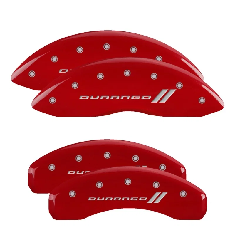 MGP 12134SDGORD, 4 Caliper Covers Engraved Front & Rear With stripes/Durango Red finish silver ch for Dodge