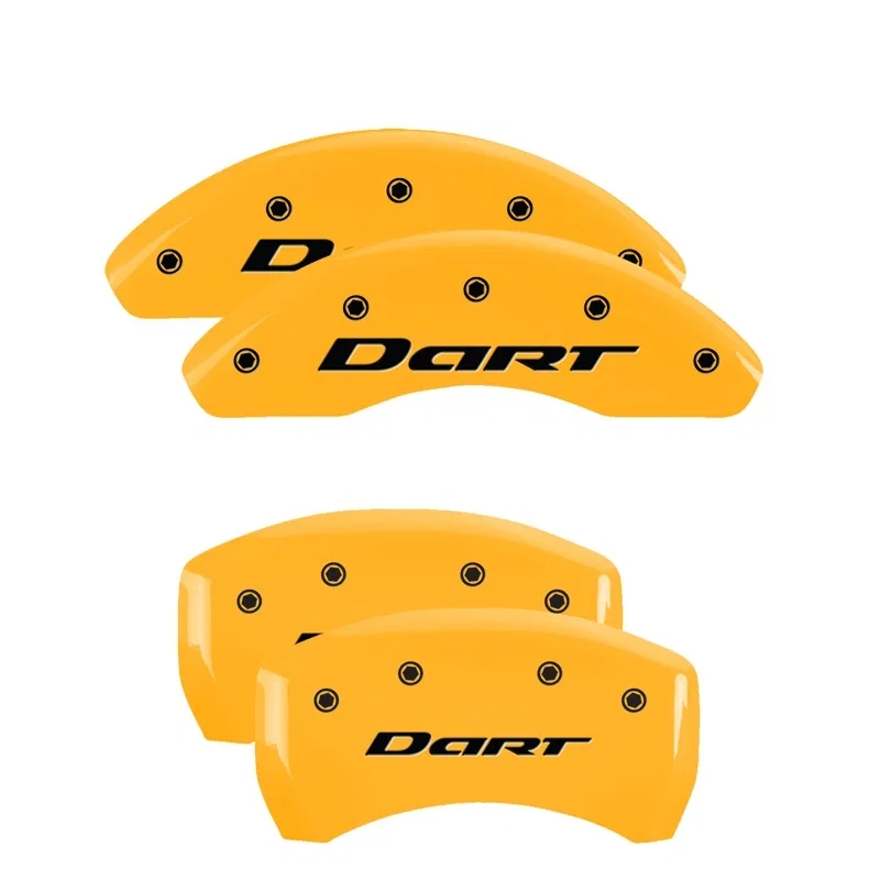 MGP 12199SDR1YL, 4 Caliper Covers Engraved Front & Rear With out stripes/Dart Yellow finish black ch