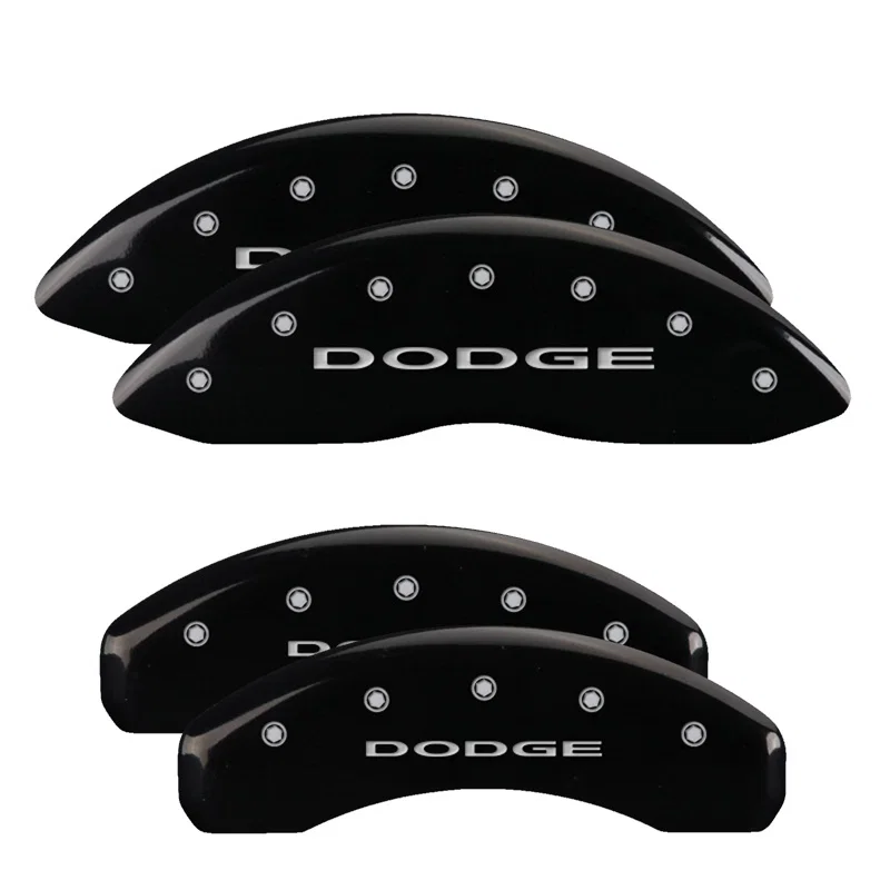 MGP 12043SDD4BK, 4 Caliper Covers Engraved Front & Rear With out stripes/Dodge Black finish silver ch