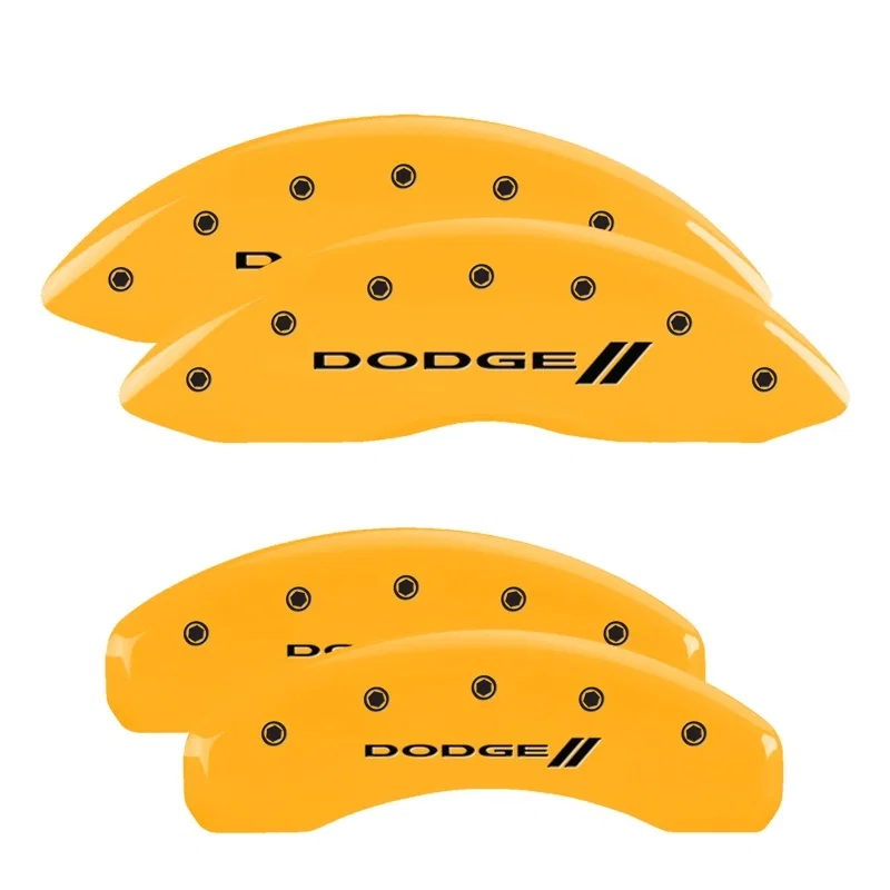 MGP 12043SDD3YL, 4 Caliper Covers Engraved F & R w/ Stripes/Dodge Yellow Finish Black Char 2008 Dodge Durango