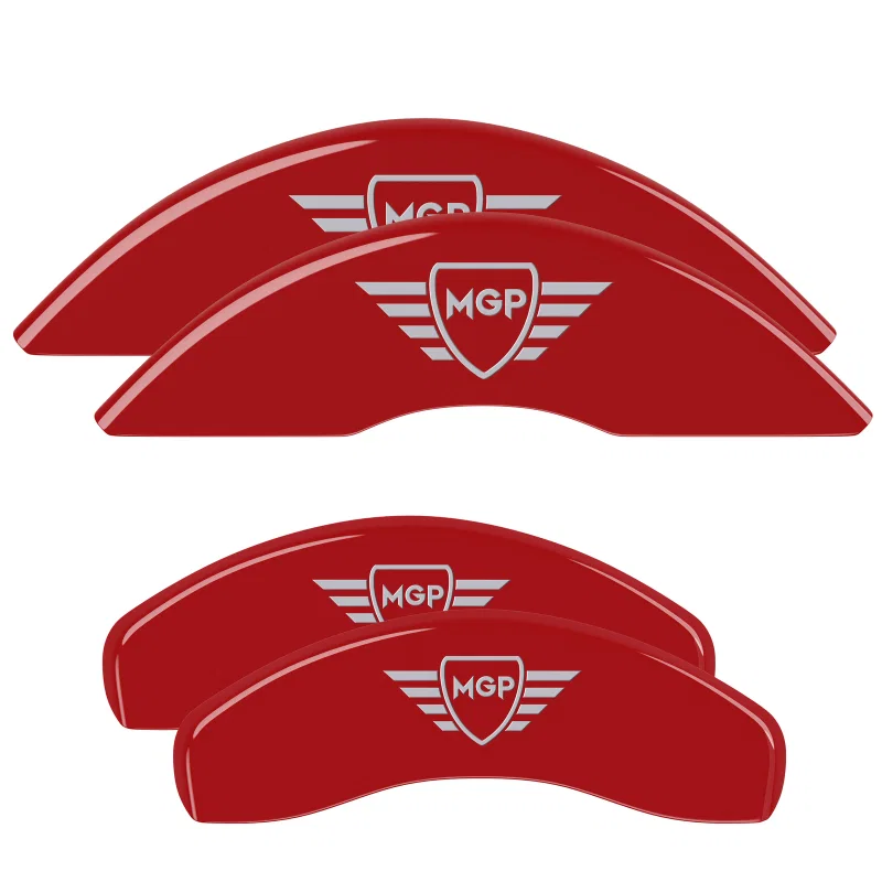 MGP 16232FMGPRD, Front set 2 Caliper Covers Engraved Front MGP Red finish silver ch for Toyota Corolla