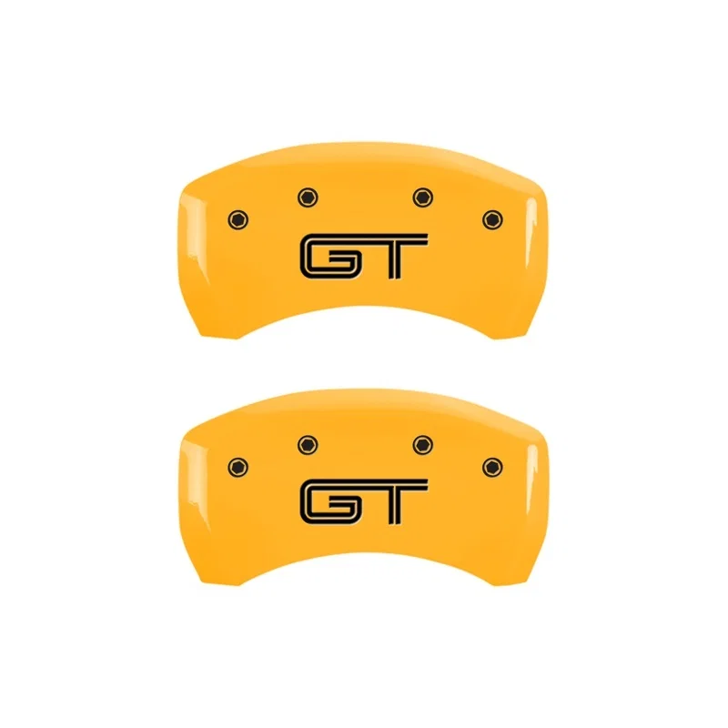 MGP 10010RMGTYL, Rear set 2 Caliper Covers Engraved Rear GT Yellow finish black ch for Ford Mustang