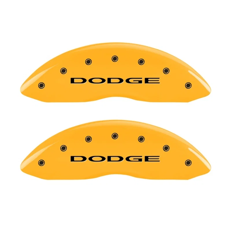 MGP 12002FDD4YL, Front set 2 Caliper Covers Engraved Front With out stripes/Dodge Yellow finish black ch
