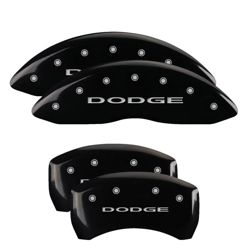 MGP 12162SDD4BK, 4 Caliper Covers Engraved Front & Rear With out stripes/Dodge Black finish silver ch