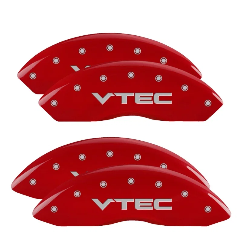 MGP 39015SVTCRD, 4 Caliper Covers Engraved Front & Rear Vtech Red finish silver ch for Acura RL
