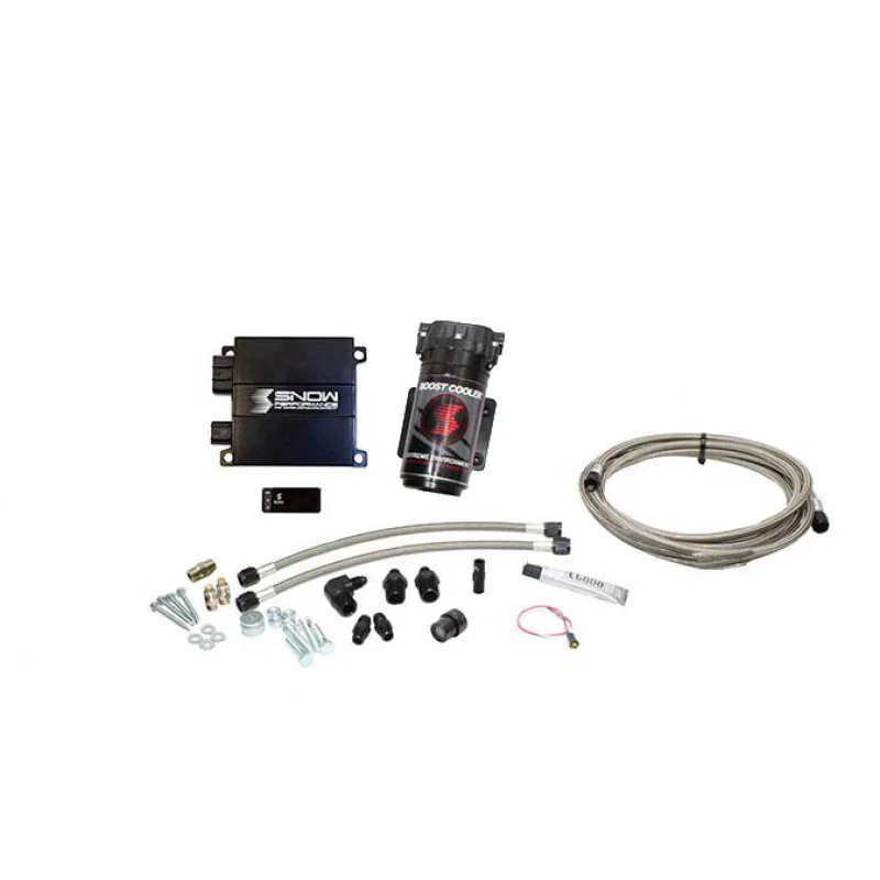 Snow Performance SNO-20010-BRD-T, Stg 2 Boost Cooler Prog. Engine Mount Water Inj. Kit (SS Braided Line/4AN) w/o Tank