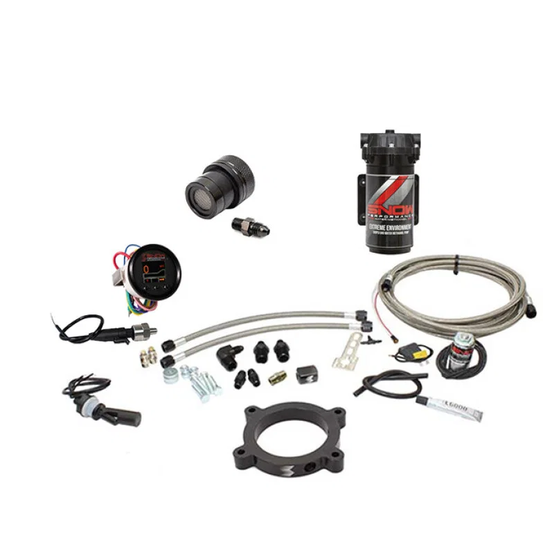 Snow Performance SNO-2167-BRD-T, 2014+ GM Truck Stg 2 Bst Cooler F/I Water Inj. Kit (SS Braided Line/4AN) w/o Tank
