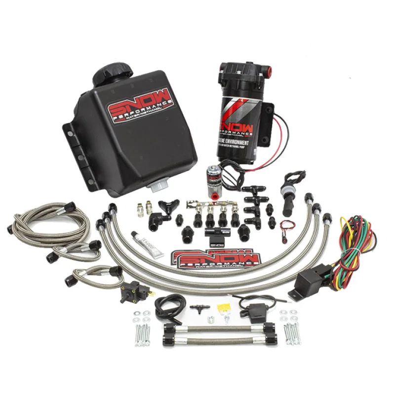 Snow Performance SNO-201QUAD-BRD, Stage 1 Water Injection Stainless Steel Braided Line Quad Nozzle Kit
