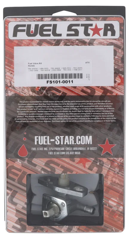 All Balls Racing FS101-0011, 95-03 Honda TRX 400 FW/98-01 TRX 450 ES/ 98-01 TRX 450 S Fuel Valve Kit