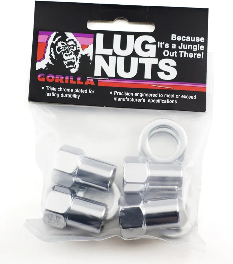 Gorilla Automotive 73037B, Standard Mag Open End 13/16" Hex 12mmx1.50 Chrome Pack of 4 Lugs & 4 Washers