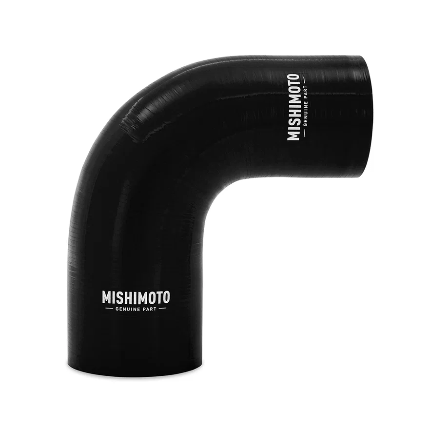 Mishimoto MMCP-R90-22525BK, 90-Degree Transition Coupler, Black, Silicone, 2.25in to 2.50in