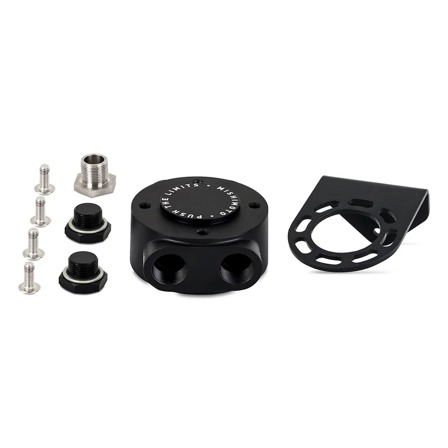 Mishimoto MMOC-RFH-34BK, Remote Oil Filter Mount, Black, 3/4-16 Filter Thread