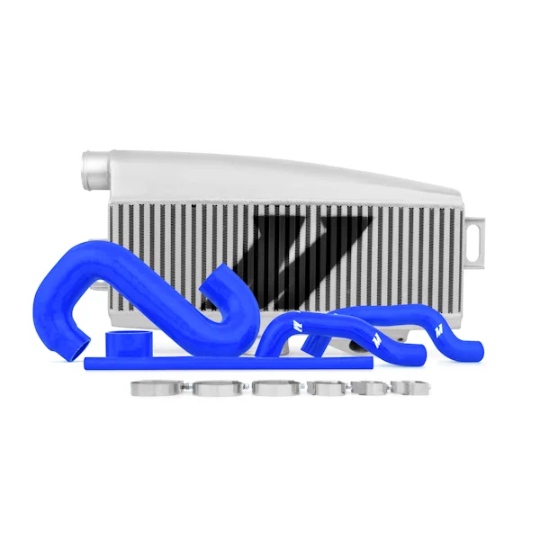Mishimoto MMTMIC-WRX-01SLBL, Top-Mount Intercooler Kit, Silver w/ Blue Pipes, fits Subaru WRX/STI 2002-2007
