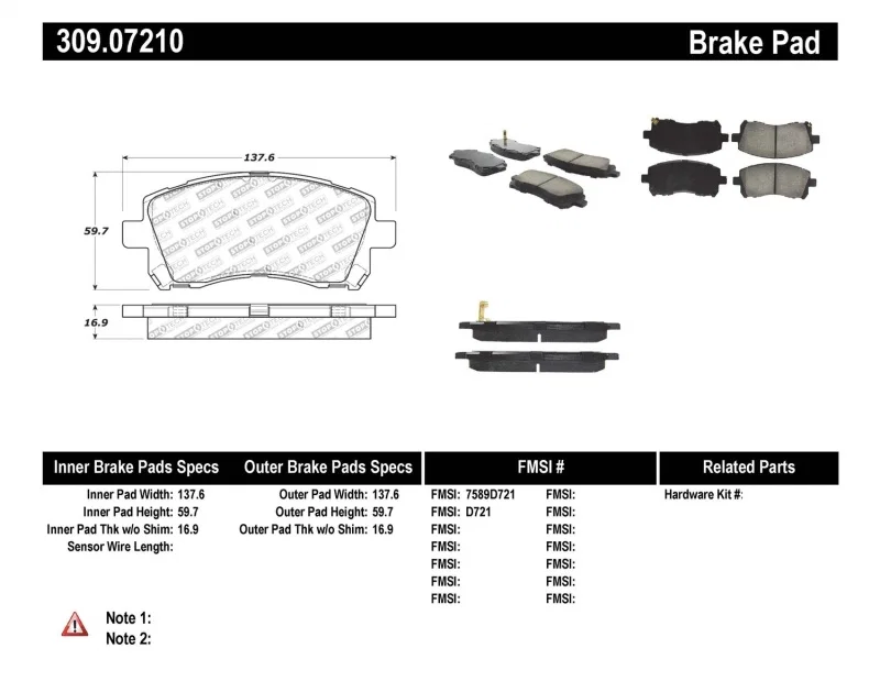 Stoptech 309.07210, Performance 02-03 WRX Front Brake Pads