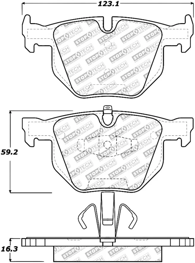 Stoptech 305.11700, Street Select Brake Pads - Rear for BMW