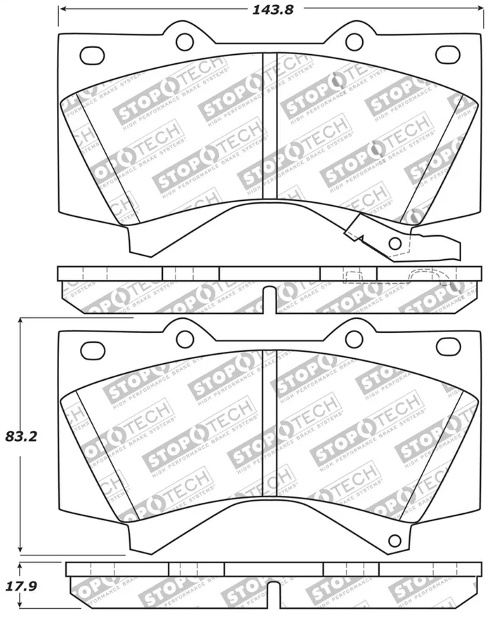 Stoptech 309.13030, 13-18 Toyota Land Cruiser Performance Front Brake Pads