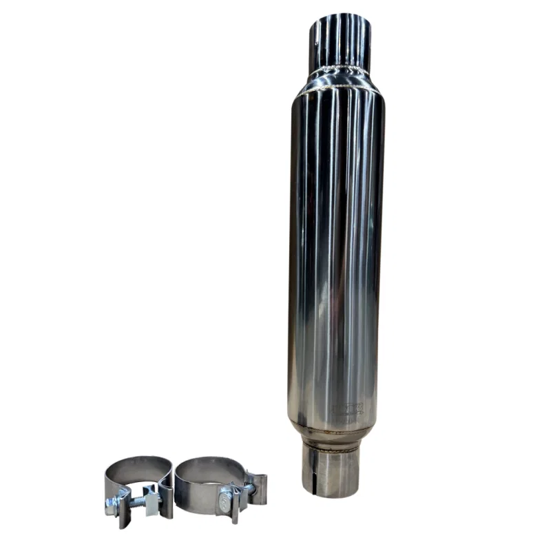 Kooks Headers R250-14-CI, 2.5in Round Clamp In Muffler 14in Long Polished Stainless Steel