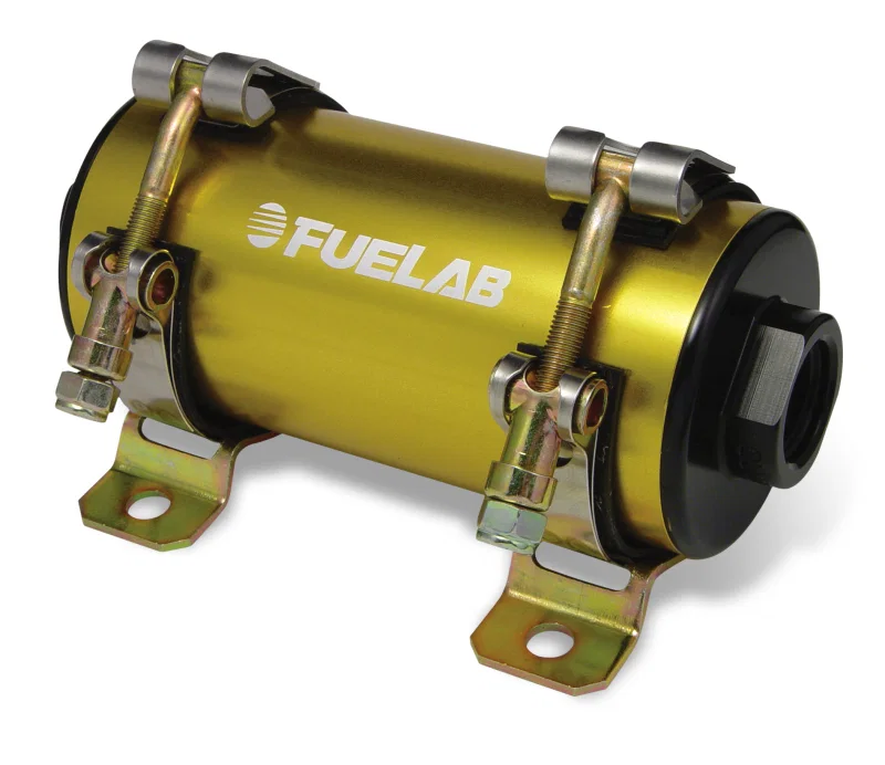Fuelab 41404-5, Prodigy High Flow Carb In-Line Fuel Pump w/External Bypass - 1800 HP - Gold