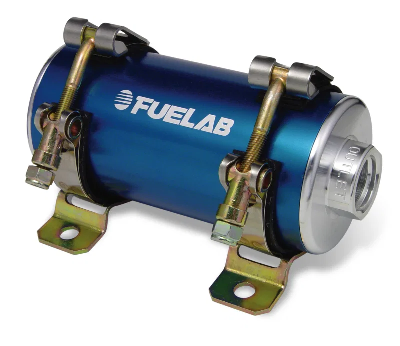 Fuelab 41404-3, Prodigy High Flow Carb In-Line Fuel Pump w/External Bypass - 1800 HP - Blue
