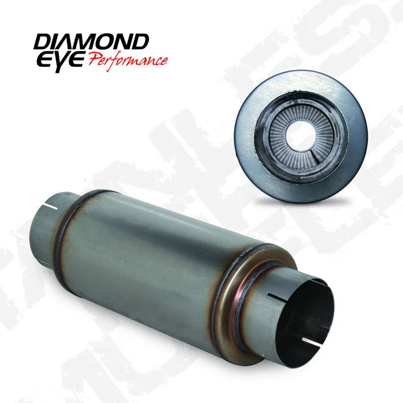 Diamond Eye Performance 560020, MFLR 5inID SGL IN/SGL OUT 7inDIA X 14in BODY 20in LENGTH PERF SLOTTED ENDS 409 SS