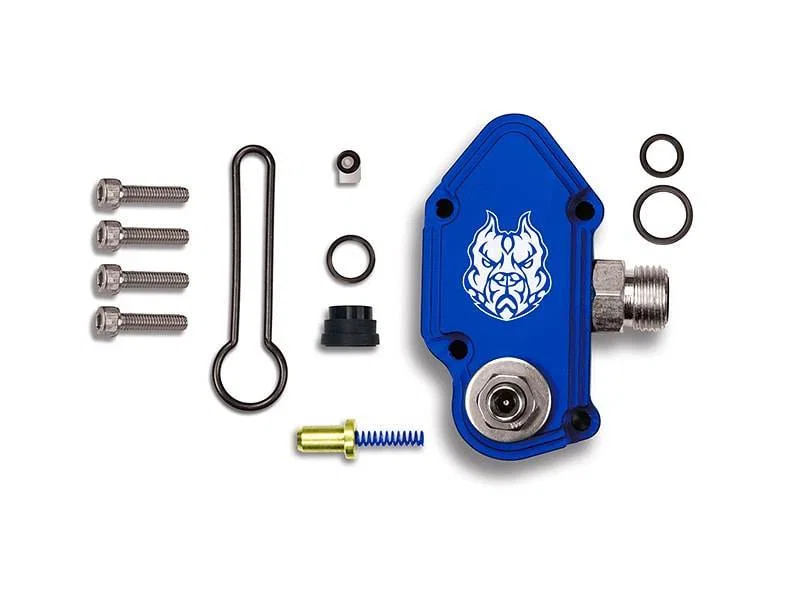 Sinister Diesel SD-FUELBLK-6.0-ADJ, 03-07 Ford Powerstroke 6.0L Blue Spring Kit with Adjustable Billet Spring Housing